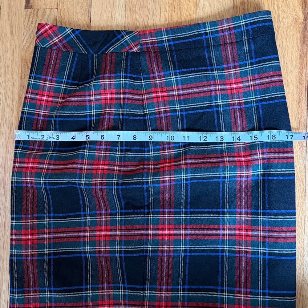 J. Crew Plaid Pencil Skirt Size 2 Red Blue Black Tartan Preppy Career - Picture 11 of 14